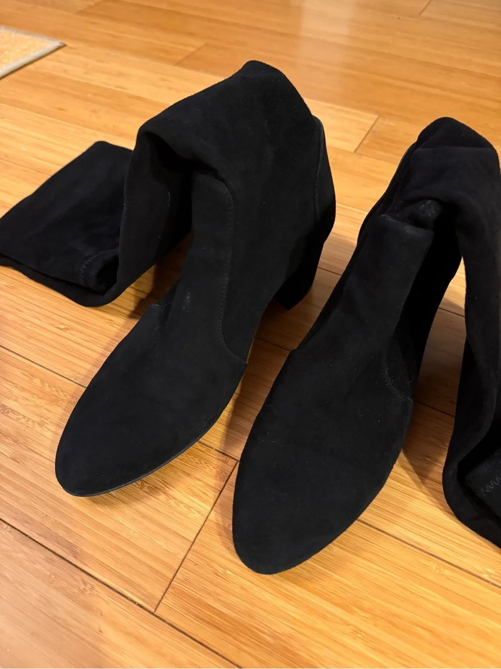 Stuart Weitzman Black Yulianaland Suede Block Heel Boots